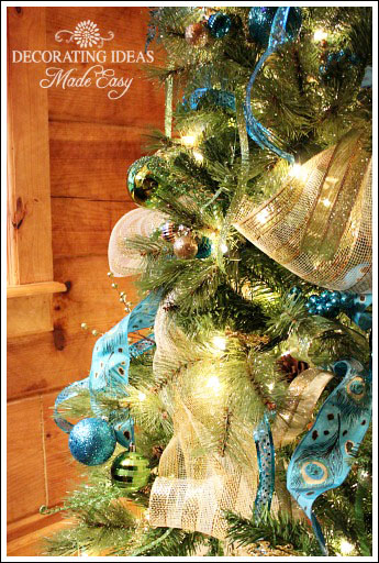 i ll have a blue christmas, crafts, seasonal holiday decor, I found the large peacock ribbon at Hobby Lobby Love it