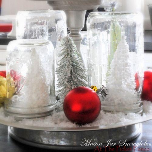 how to make mason jar and salt shaker snow globes, crafts, mason jars, DIY Mason Jar Snow globes for the holidays