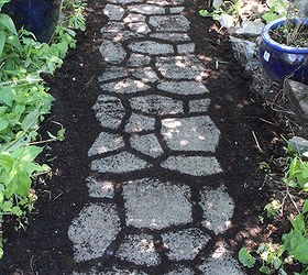 building a cobblestone path with moss, concrete masonry, flowers, gardening, landscape, outdoor living, A cobblestone path created from ready mix concrete
