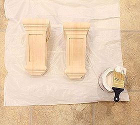 diy console shelf, diy, foyer, home decor, shelving ideas, storage ideas, and two corbels painted high gloss white