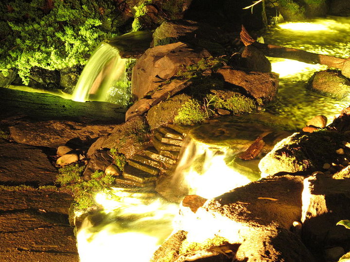 underwater landscape lighting in monmouth county nj, landscape, lighting, outdoor living, ponds water features, Underwater lighting on waterfalls