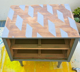 geometric table makeover, painted furniture