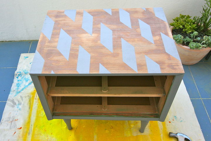 geometric table makeover, painted furniture
