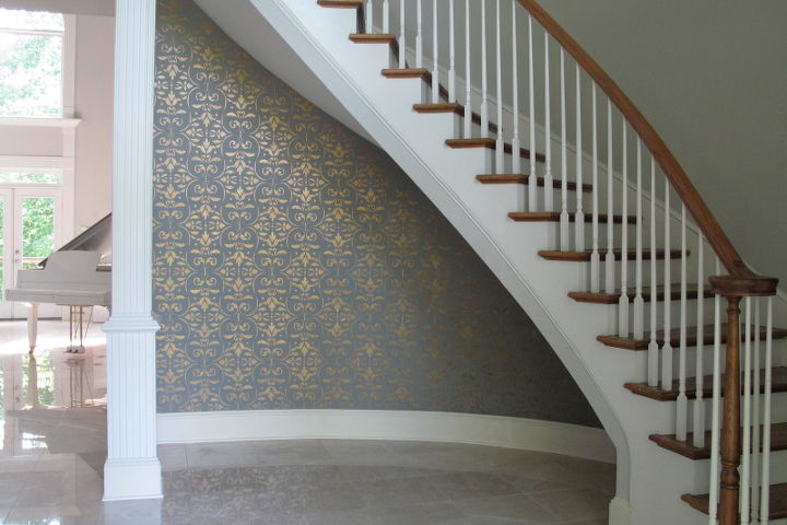 paint or wallpaper yes this project is painted there are many advantages to, home decor, painting, This elegant accent wall makes a statement when you enter this home