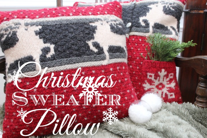 4 goodwill christmas sweater turned into pillows, christmas decorations, repurposing upcycling, seasonal holiday decor, These pillows speak of Christmas with the deer and snowflakes Warm and cozy and perfect for a traditional Christmas style