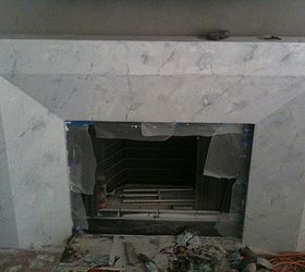 faux marble family room fireplace re do, fireplaces mantels, home decor, painted furniture