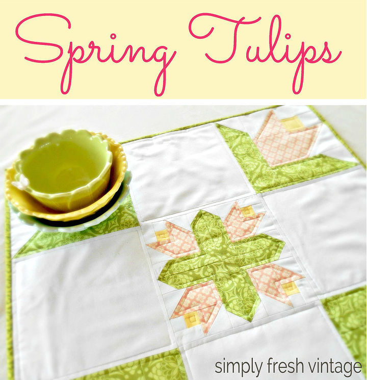 spring tulips quilted table topper, crafts, easter decorations, seasonal holiday decor