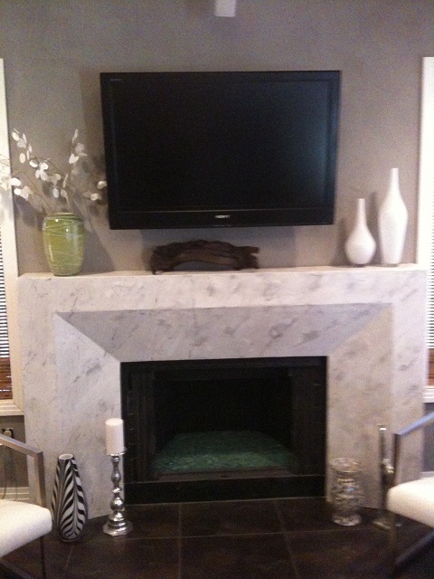 faux marble family room fireplace re do, fireplaces mantels, home decor, painted furniture