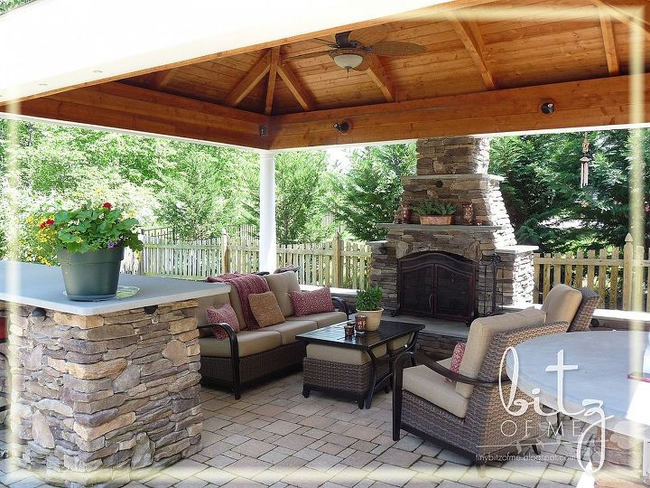 outdoor patio cabana fireplace, fireplaces mantels, landscape, outdoor living, patio