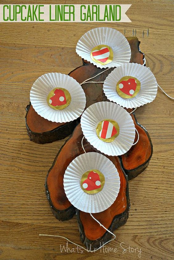 cupcake liner valentine garland, fireplaces mantels, seasonal holiday d cor, valentines day ideas