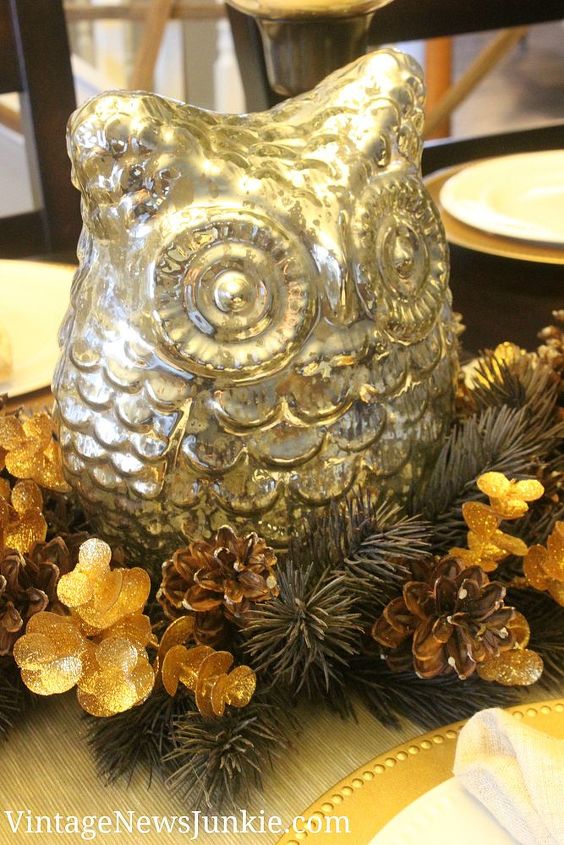 spruce up your thanksgiving dining room for under 20, seasonal holiday d cor, thanksgiving decorations, I love my faux depression glass chunky owl