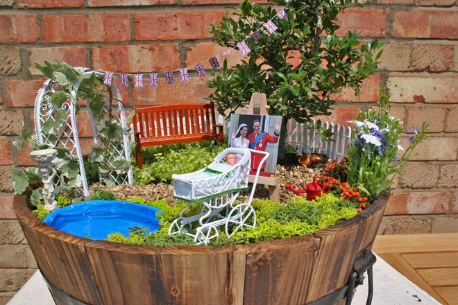 diy miniature garden in honour of the birth of the royal baby, flowers, gardening, outdoor living, We created a miniature garden to celebrate the birth of the Royal Baby