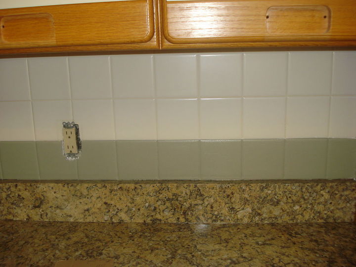 diy 80 s kitchen update, diy, home improvement, how to, kitchen design, kitchen island, primed flowery tile twice painted once used painter s tape judiciously