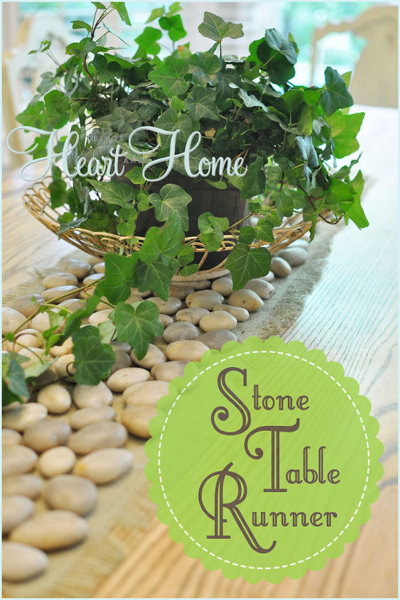 diy stone table runner, crafts, home decor, I brought a little of the outdoors in with this easy Stone Table Runner