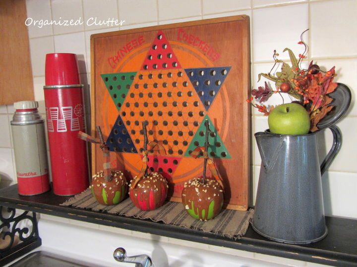 vintage fall kitchen display, seasonal holiday decor, My over the sink kitchen display