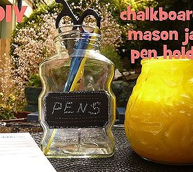 diy chalkboard mason jar pen holder tutorial, chalkboard paint, crafts, mason jars