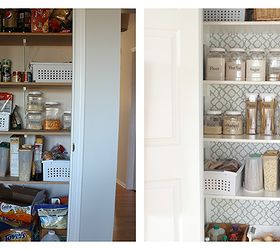 pretty pantry makeover, closet, Before unorganized and plain looking pantry After a pretty organized space