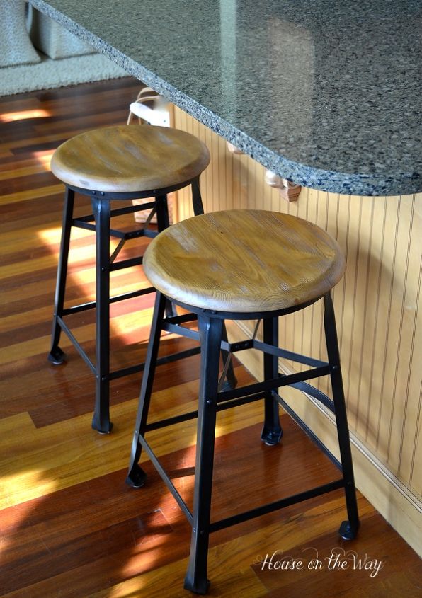 kitchen tour and new barstools, home decor, kitchen design, kitchen island, My new Decker Barstools are from Pottery Barn I love the mix of the steel legs with the rustic pine seats