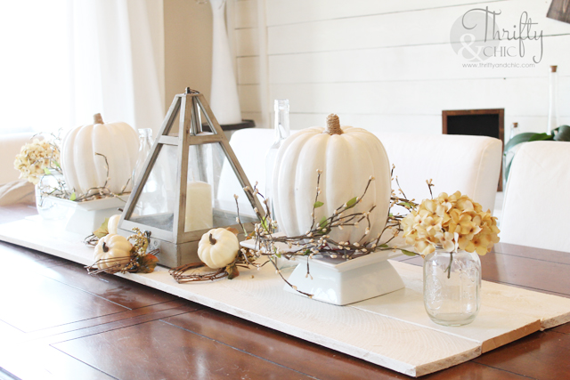 rustic chic fall tablescape and dining room, dining room ideas, home decor, cedar plank table runner