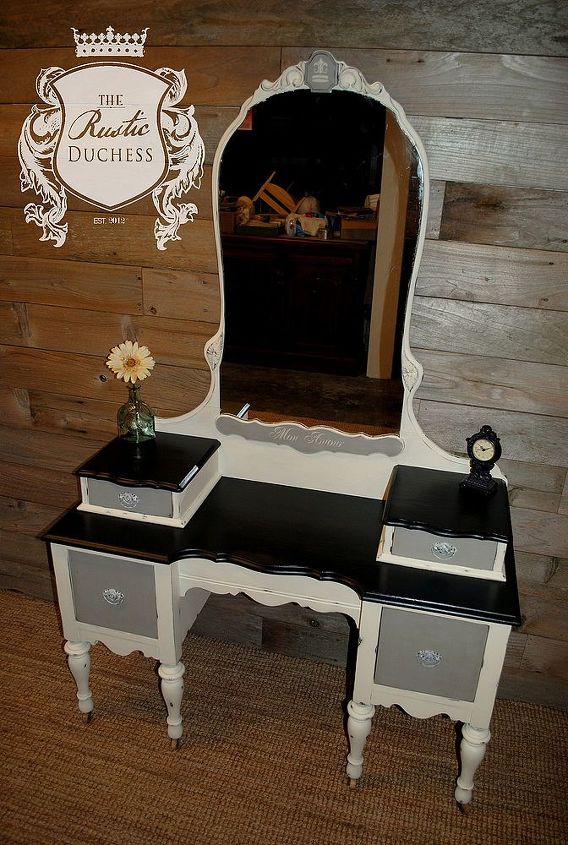 antique vanity makeover, painted furniture, rustic furniture, All finished
