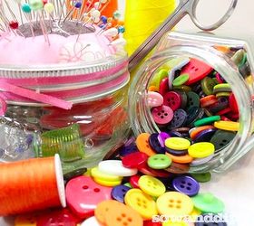 jar love, crafts, flowers, mason jars, Pin cushions button storage