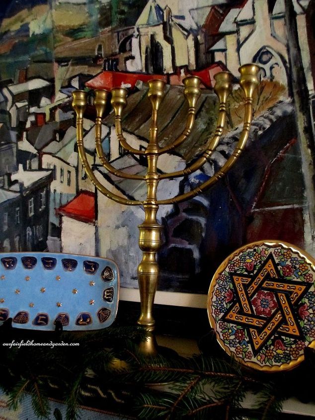 happy chanukah, fireplaces mantels, seasonal holiday d cor, heirloom menorah on the mantel