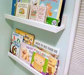 bookshelves for children s reading nook, storage ideas, Here is the finished product I used drywall anchors and screws to attach it to the wall