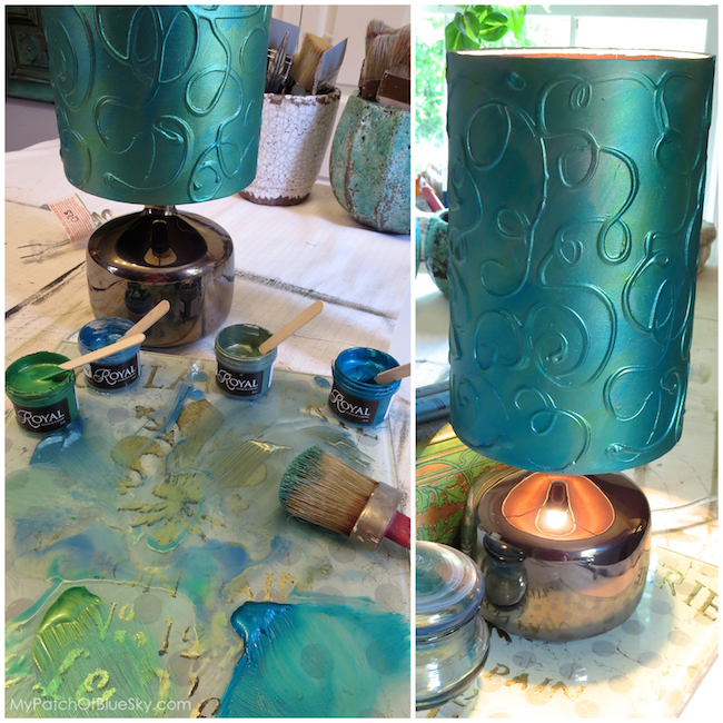 Add A Hand Painted Raised Pattern To, Spray Painting A Glass Lamp Shade
