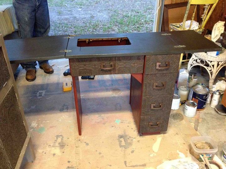 sisters sewing machine cabinet, painted furniture, repurposing upcycling, Sewing machine cabinet