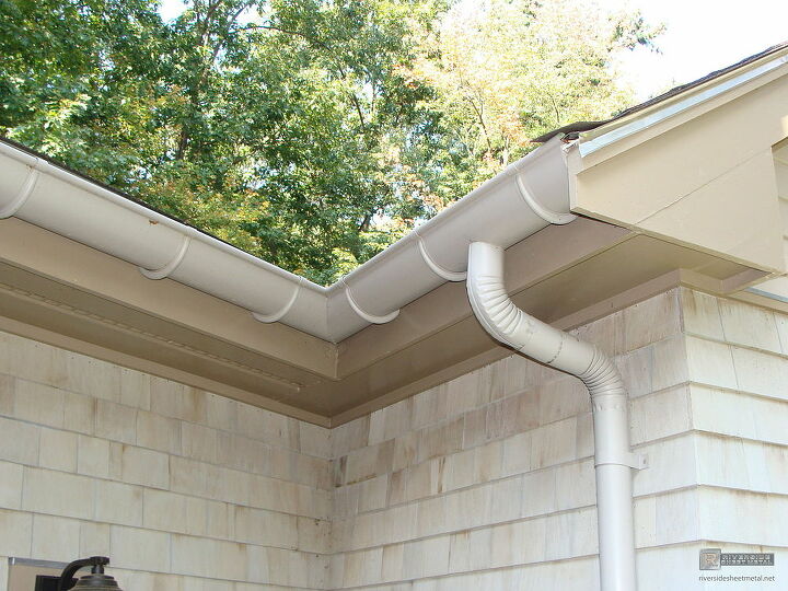 eggshell half round gutters with under mount hangers, roofing