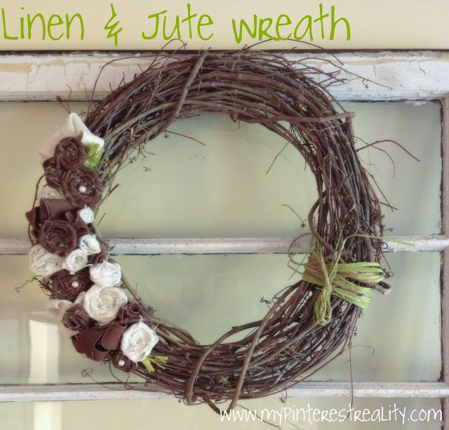 linen and jute wreath, crafts, wreaths