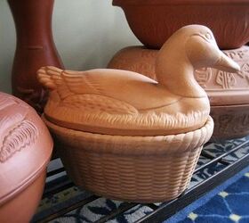 a fun and inexpensive retro collection clay cookers, home decor, repurposing upcycling, Gotta love this duck topped cooker