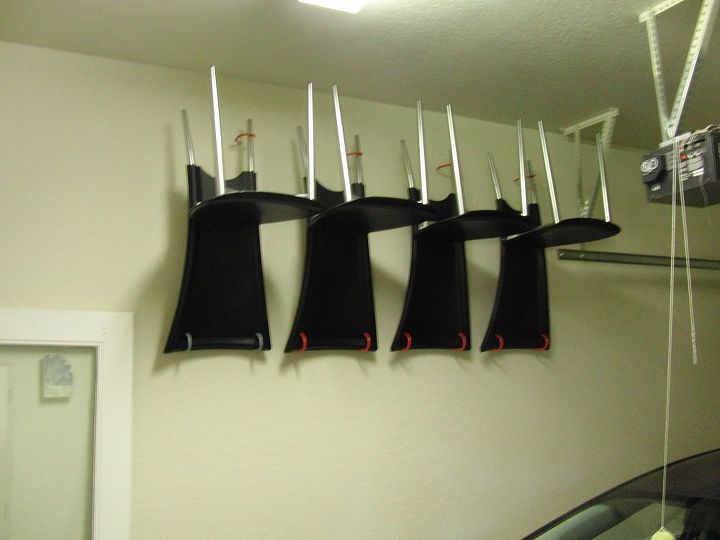 great storage idea for extra chairs, cleaning tips, garages