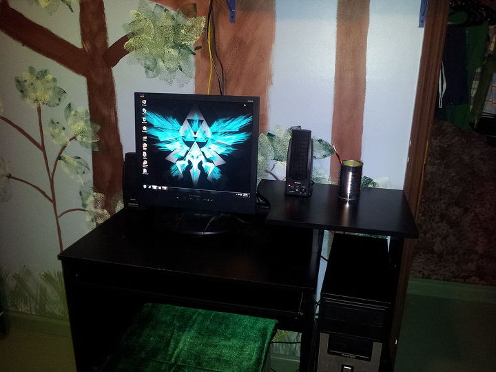 legend of zelda link s room, bedroom ideas, home decor, We brought him into this century with his own communication station His desktop is the Hyrule symbol