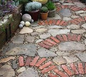 garden, concrete masonry, outdoor living, I love the look of mixed brick stone to create pathways sidewalks or patios