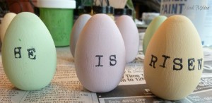 diy pastel painted eggs for easter, crafts, easter decorations, seasonal holiday decor, I stamped each message on a set of 3 eggs so now I have a set of each for my own decor and a set of each to give as gifts The imperfections in the stamping add a personal touch