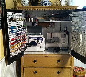 armoire turned sewing cabinet, painted furniture, repurposing upcycling, storage ideas, after storage