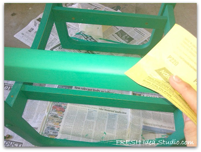 f ugly chair gets a peppy preppy makeover a tutorial, painted furniture, One thick coat of DIY Paris Paint and a little sanding