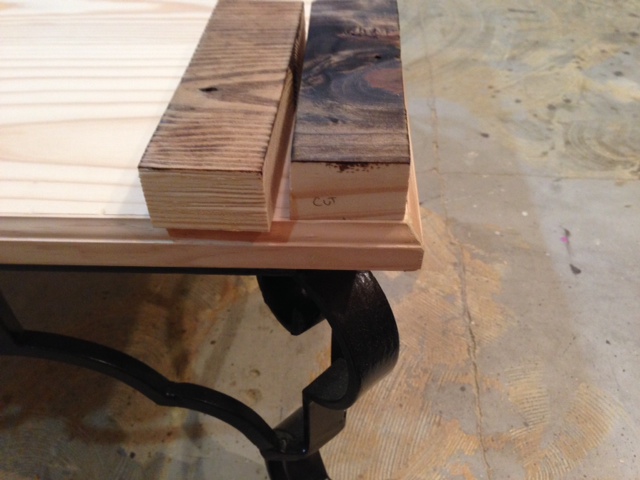 what color stain and plain or hardware on our table, painted furniture, 1 aged oak stain or 2 Dark Walnut