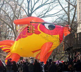 id needed re characters in entertainment, seasonal holiday d cor, thanksgiving decorations, An unidentified fish marches swims out of water in Macy s 2013 Thanksgiving Parade View Five at CPW Image featured