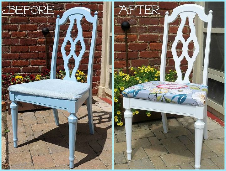 yard sale chair makeover, chalk paint, painted furniture, 4 00 yard sale chair before and after