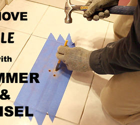 how to replace a tile and save some shekels, diy, flooring, home maintenance repairs, how to, tile flooring, tiling, Chisel out the holes with a cold chisel and hammer
