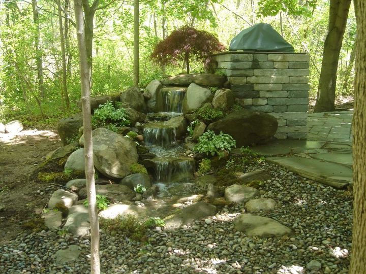 pondless waterfalls rochester ny design, landscape, ponds water features, Pondless Waterfalls Water Feature Display at Weckesser Brick by Acorn Landscaping Certified Aquascape Contractors of Rochester NY