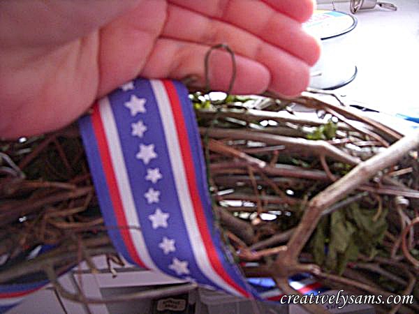 patriotic wreath tutorial, crafts, patriotic decor ideas, seasonal holiday decor, wreaths, Add a wire for hanging on the back