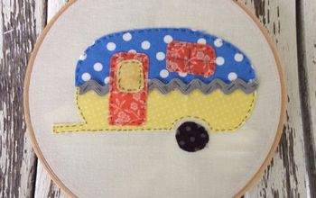 Retro Camper Fabric Embroidery Hoop Art