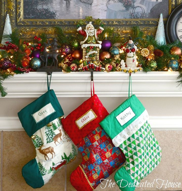 the christmas mantel 2013, home decor, seasonal holiday decor, Handmade stockings at The Dedicated House