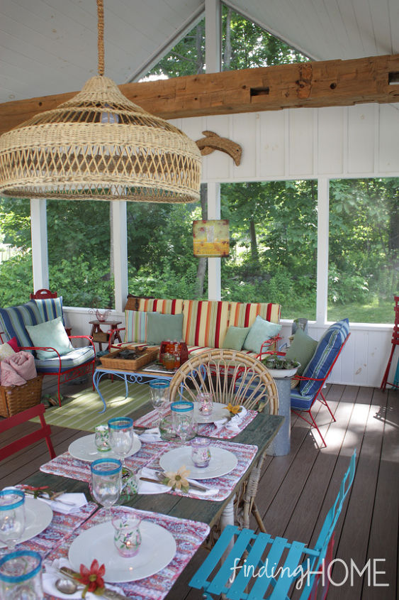 finding home s screened porch, home decor, outdoor furniture, outdoor living, porches, Finding Home Screen Porch Where we eat relax and spend time together away from the bugs