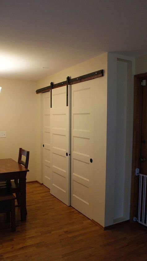 new pantry build with sliding barn style doors budgetupgrade, closet, doors, home decor, kitchen design