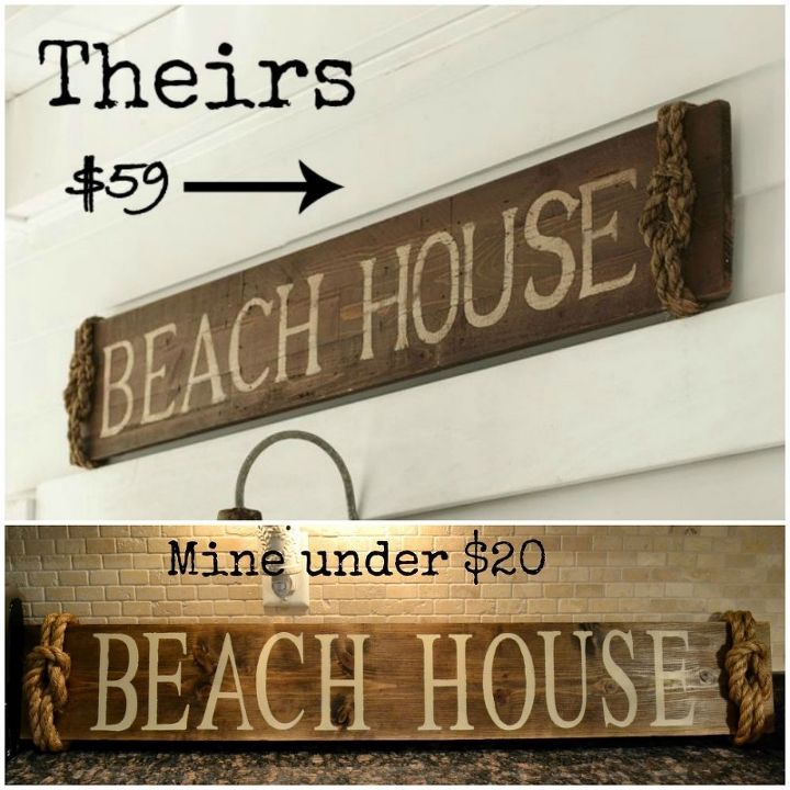 pottery barn knock off beach sign, crafts, home decor