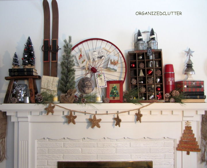 vintage rustic christmas mantel, christmas decorations, repurposing upcycling, seasonal holiday decor